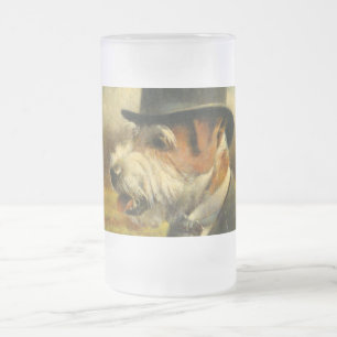 Caneca De Cerveja Vidro Jateado Vintage Victorian Jack Russell Fosco Glass