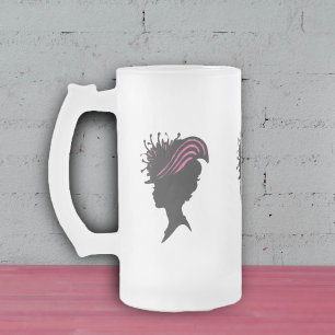 Caneca De Cerveja Vidro Jateado Vintage Victorian Lady Black Silhouette Rico Hat