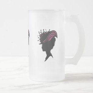 Caneca De Cerveja Vidro Jateado Vintage Victorian Lady Black Silhouette Rico Hat