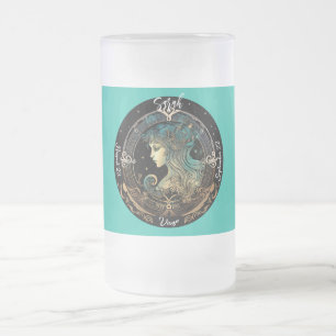 Caneca De Cerveja Vidro Jateado Virgo Zodiac Personalizável