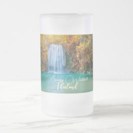 Caneca De Cerveja Vidro Jateado Visão de queda de Erawan Waterfall Tailândia