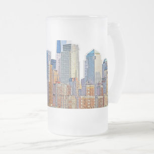 Caneca De Cerveja Vidro Jateado Visão majestosa de arte Nova Iorque Skyline