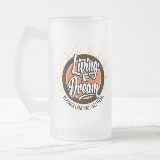 Caneca De Cerveja Vidro Jateado Vivendo o Sonho (Esquerda)