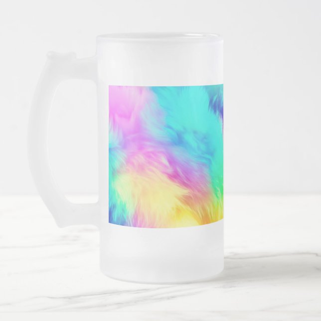 Caneca De Cerveja Vidro Jateado Vivid Rainbow Fluffy Fur Texture-75201 (Esquerda)