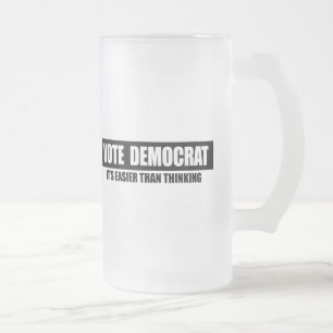 CANECA DE CERVEJA VIDRO JATEADO VOTO DEMOCRATA - SEU MAIS FÁCIL DO QUE PENSANDO