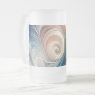 Caneca De Cerveja Vidro Jateado Watercolor Fantasy Floral Pastel Blue & Cream