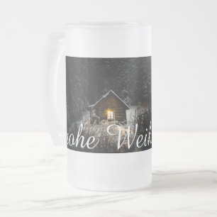 Caneca De Cerveja Vidro Jateado Weihnachtsgrüße mit Hexenhaus