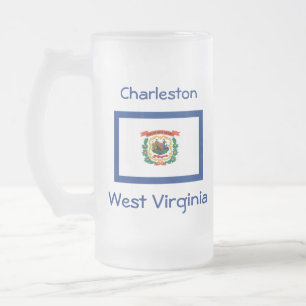 Caneca De Cerveja Vidro Jateado West Virginia Flag Map City Mug