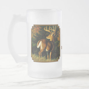 Caneca De Cerveja Vidro Jateado Whitetail Deer Trophy Buck Hunting