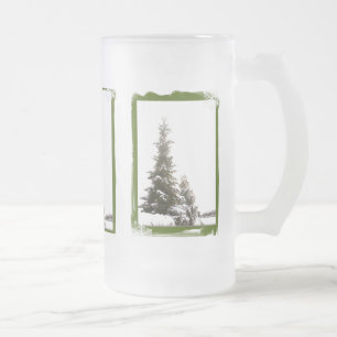 Caneca De Cerveja Vidro Jateado Winter Evergreens Frosty Mug