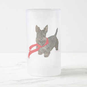 Caneca De Cerveja Vidro Jateado Winter Scottie in Wam Scarf