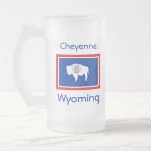 Caneca De Cerveja Vidro Jateado Wyoming Flag Map City Mug