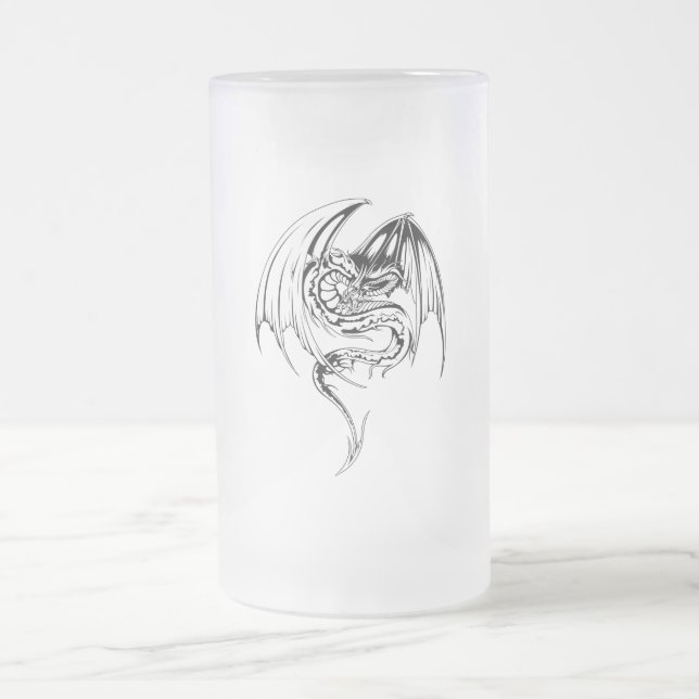 Caneca De Cerveja Vidro Jateado Wyvern Dragon São Criaturas Míticas Fantásticas (Centro)