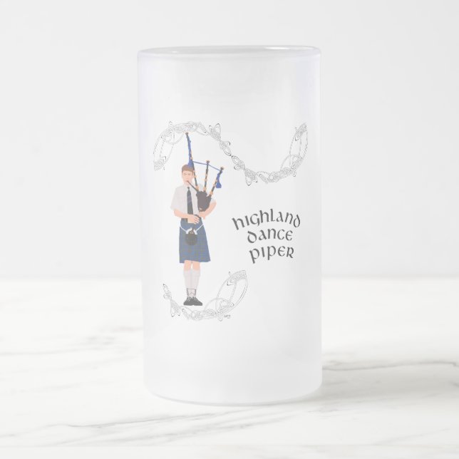 Caneca De Cerveja Vidro Jateado XADREZ azul PIPER (Centro)