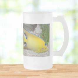 Caneca De Cerveja Vidro Jateado Yellow and Blue Queen Angelfish
