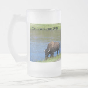 Caneca De Cerveja Vidro Jateado Yellowstone Buffalo Souvenir