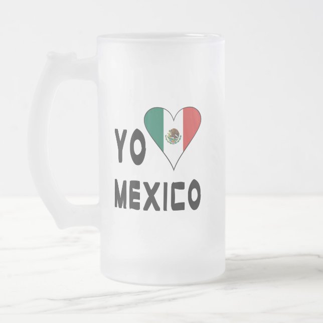 Caneca De Cerveja Vidro Jateado Yo Amo México (Esquerda)