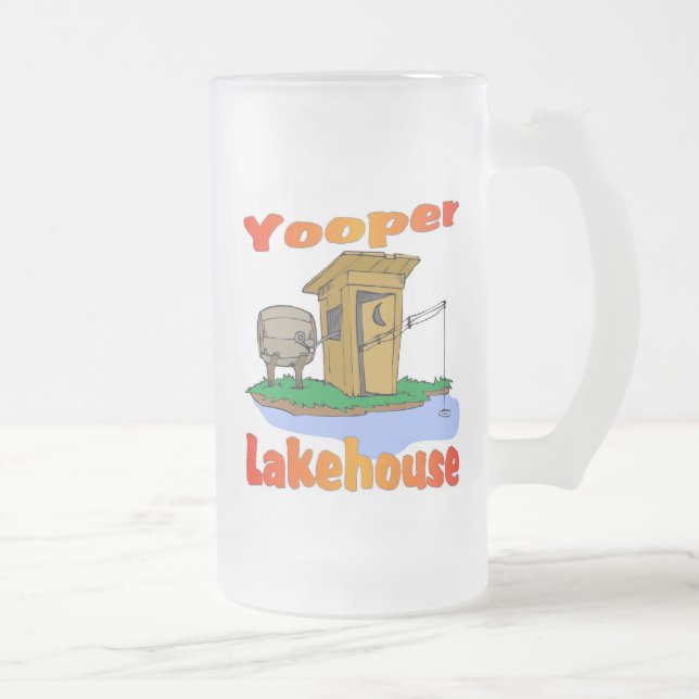 Caneca De Cerveja Vidro Jateado Yooper Lakehouse (o personalize) (Direita)