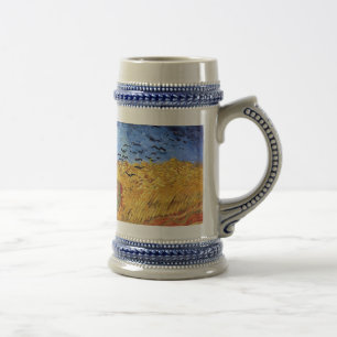 Caneca De Cerveja Vincent Van Gogh - Campo de Trigo com Corvos Preto