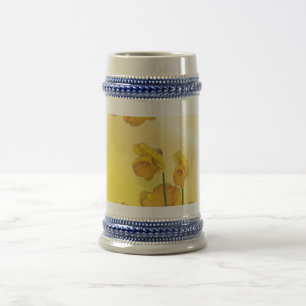 Caneca De Cerveja Vintage amarelo retro do Daffodil do narciso