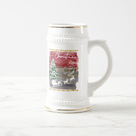 Caneca De Cerveja Vintage Christmas trees