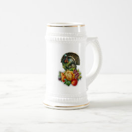 Caneca De Cerveja Vintage Turquia e Pumpkin no Ação de Graças