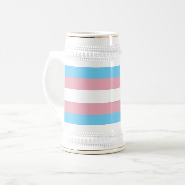 Caneca De Cerveja Visibilidade da bandeira do orgulho transgênero da (Frente Esquerda)
