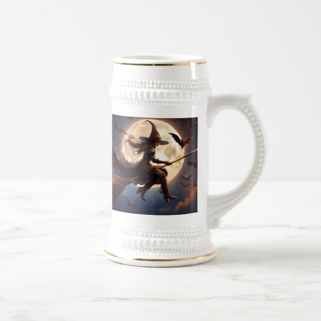 Caneca De Cerveja Voo à Lua das Bruxas de Bruxas Steampunk (Direita)