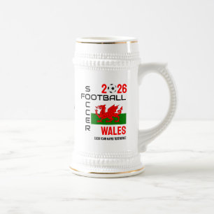 Caneca De Cerveja WALES Futebol Soccer Nome Personalizado 2024 QUALQ