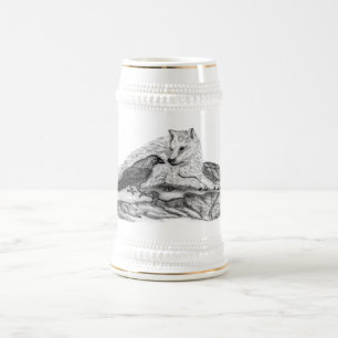 Caneca De Cerveja Wolf e Raven - Design preto e branco