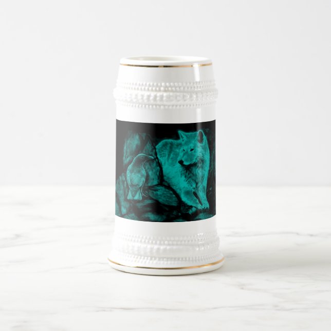 Caneca De Cerveja Wolf e Raven na noite (Centro)