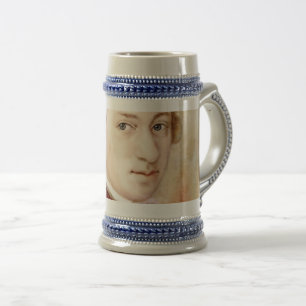 Caneca De Cerveja Wolfgang Amadeus Mozart na aguarela estilo