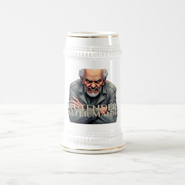 Caneca De Cerveja Wütender Alter Mann - Ilustração de Cartoon (Centro)