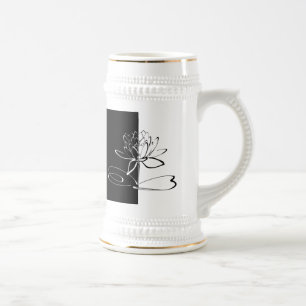Caneca De Cerveja Yin Yang Black White Lotus Blossom