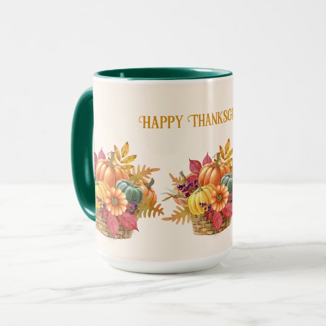 Caneca de Cesta de Abóbora do Dia de Ação de Graça (Frente Esquerda)
