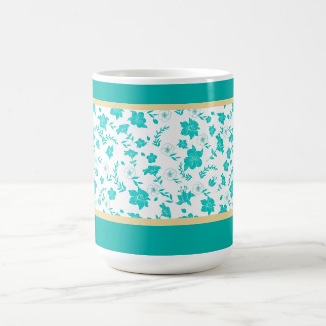 Caneca de Chá Café Branco Floral Dourado Decorativ (Centro)