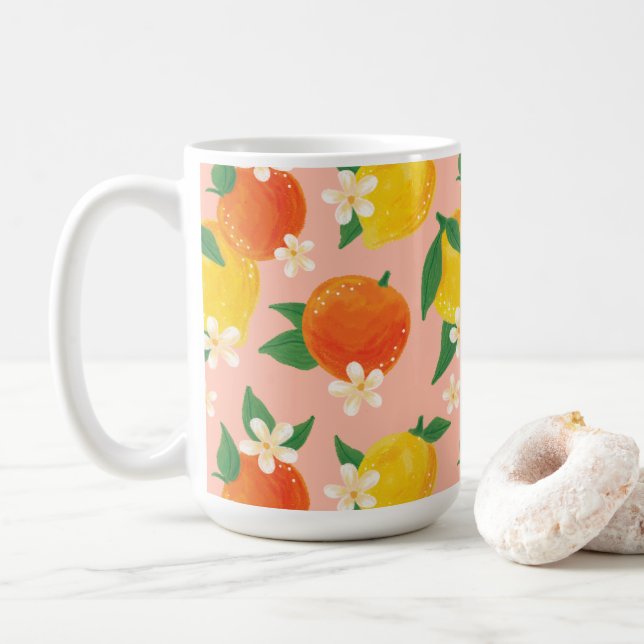 Caneca de Chá de Café de Laranja de Limão Cítrico (Com Donut)
