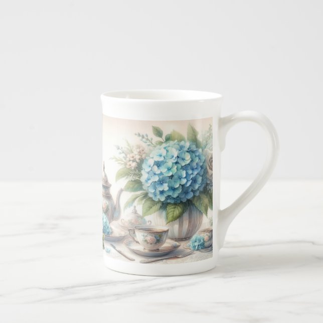 Caneca de Chá de Porcelana Azul Empoeirada para Fe (Direita)