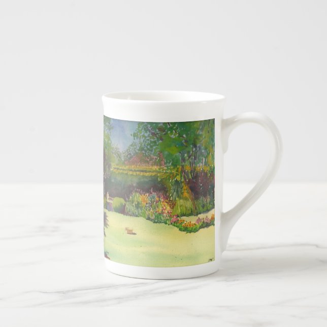 Caneca de China de osso da aguarela do jardim II (Direita)