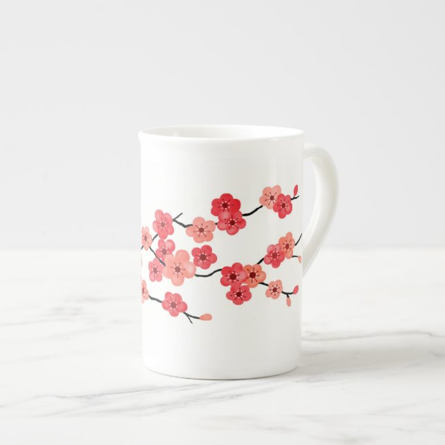 Caneca de China de osso da flor de cerejeira (Frente Esquerda)