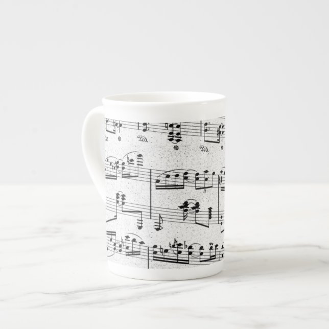 Caneca de China de osso da nota musical (Frente Esquerda)