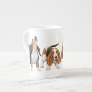 Caneca de China de osso dos cães de Basset do urro