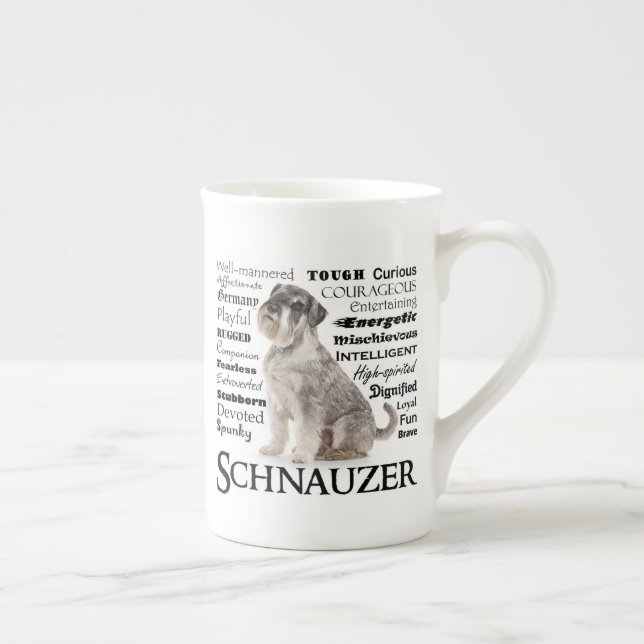 Caneca de China de osso dos traços do Schnauzer (Direita)