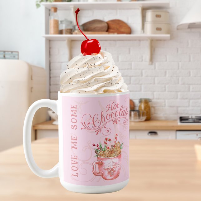Caneca de chocolate quente de Natal rosa (Criador carregado)