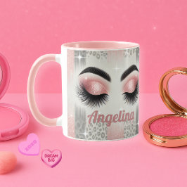 Caneca de Cílios com Brilho Rosa Glam