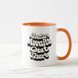 Caneca de Citação de Viagem - Aventura Aguarda Lá
