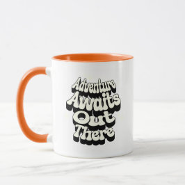 Caneca de Citação de Viagem - Aventura Aguarda Lá
