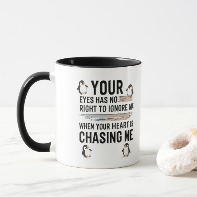 Caneca de Citação Engraçada de Amor de Pinguim Seu (Com Donut)