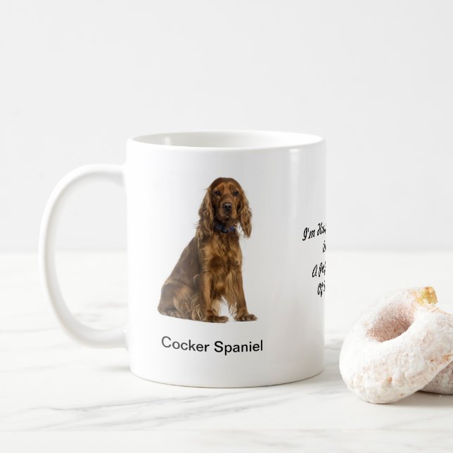 Caneca de cocker spaniel - com duas imagens e um (Com Donut)