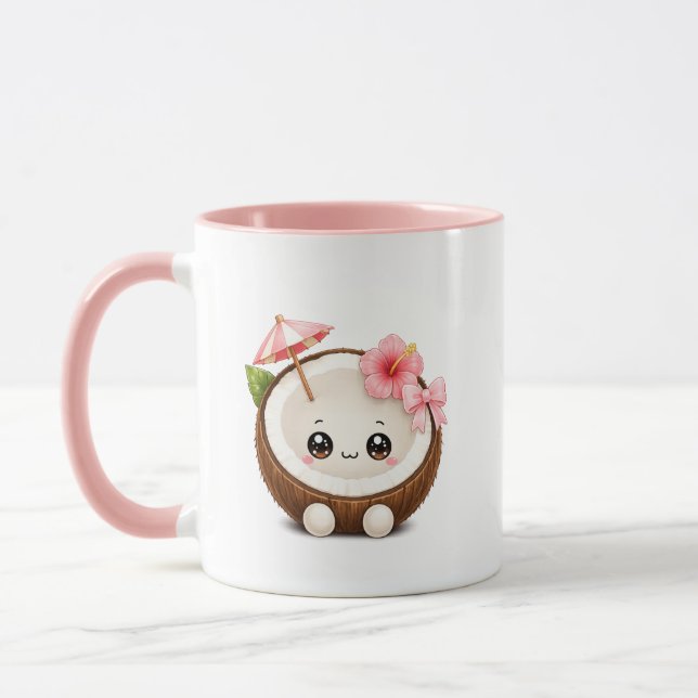 Caneca de Coco Kawaii Fofa (Esquerda)